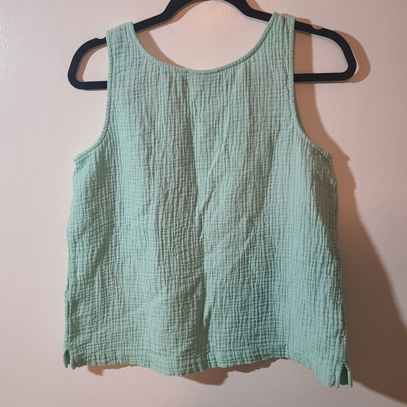 J.jill Mint Cotton Gauze Tank Top Size S Coastal Beach Nautical Vacation - Picture 4 of 4